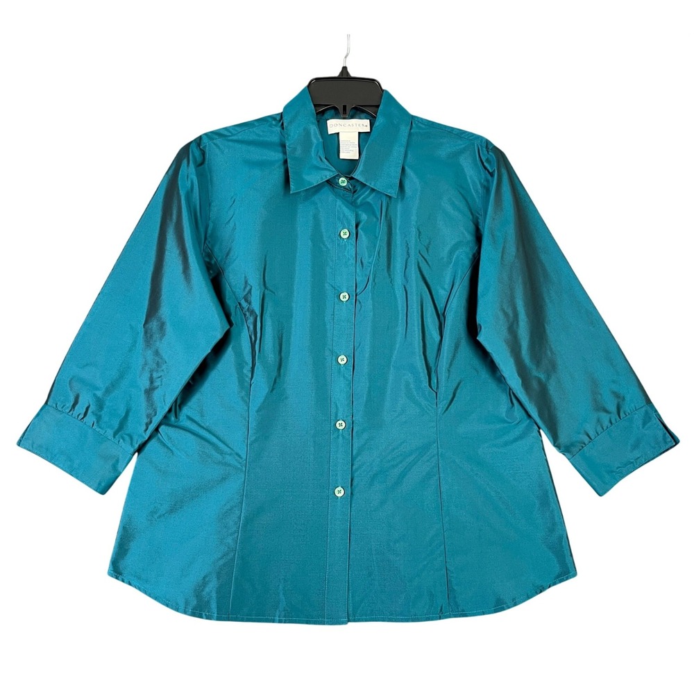 Doncaster Classic Silk Blouse Women‎ 14 Luxury Tailored 3/4 Quarter Quiet Luxury